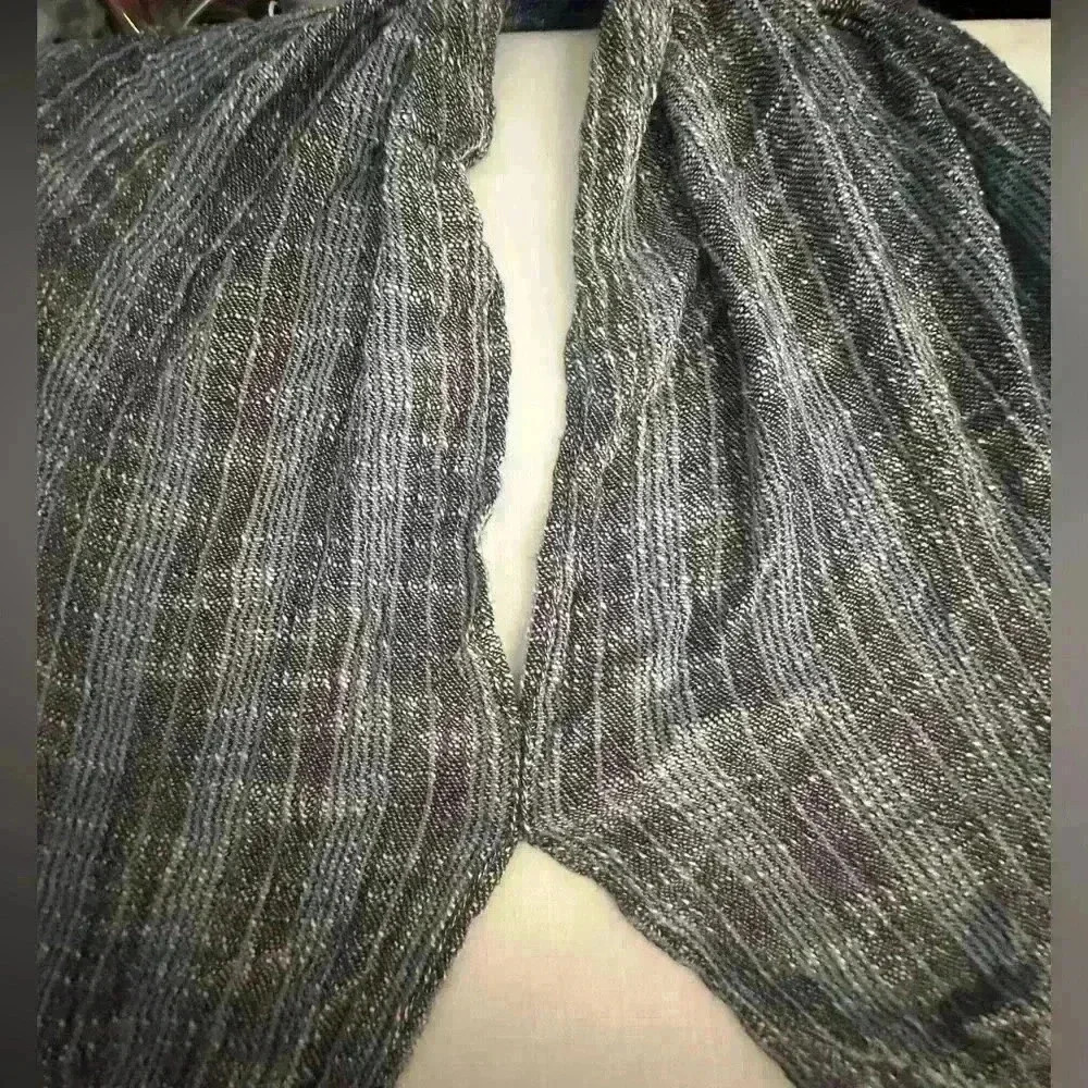 Treasure & Bond Duster Wrap Topper in Denim Blue Weave Pattern — One Size - Picture 9 of 9